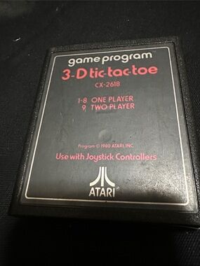 Atari 3-D Tic-Tac-Toe Video Game Cartridge - Black